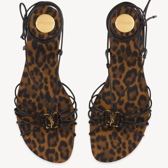 YSL BABYLONE sandals in smooth leather Eagle Brown - Picture 1 of 16